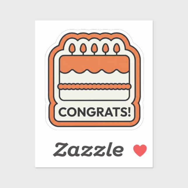 Congrats Birthday Cake Sticker (Sheet)