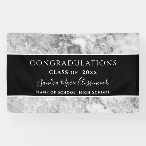 Congrats Black and White Crystal Graduation Banner