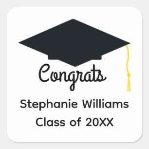 Congrats Black Graduation Cap Stickers