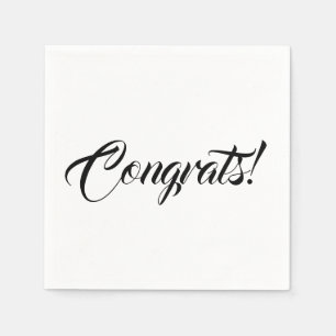 Congrats black white custom script elegant minimal napkins