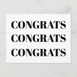 Congrats black white minimalist modern postcard