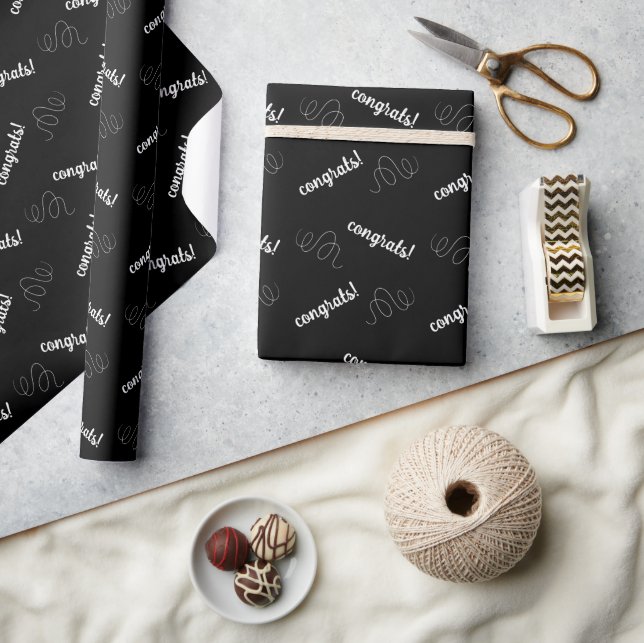 Congrats! Black Wrapping Paper (Crafts)
