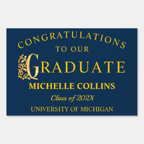 Congrats Blue and Maize Graduation Sign