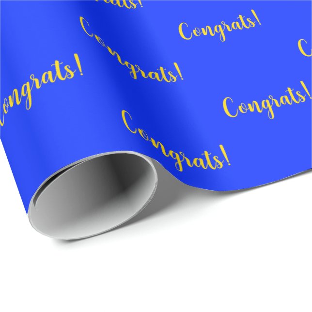 Congrats! Blue Yellow Elegant Event Wrapping Paper (Roll Corner)