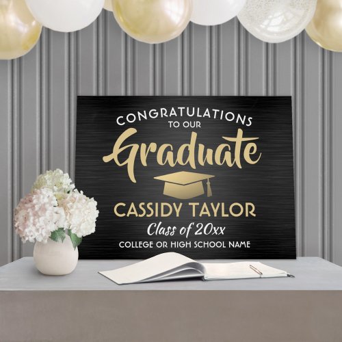 Congrats Brushed Black Gold and White Graduation Foam Board