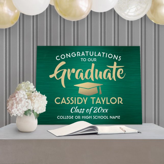 Congrats Brushed Green Gold and White Graduation Foam Board (Creator Uploaded)