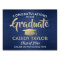 Congrats Brushed Navy Blue Gold White Graduation