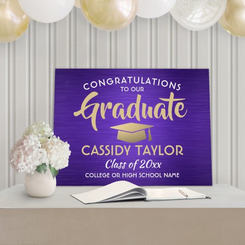 Congrats Brushed Purple Gold and White Graduation Foam Board