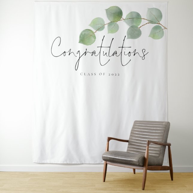 Congrats Class 2024 Eucalyptus Grad Photo Backdrop (In Situ)