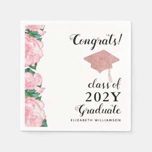 Congrats Class 2025 Graduate Floral Graduation Napkins