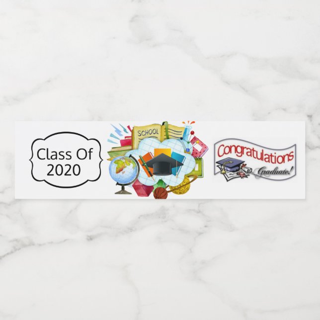 Congrats Class Of 2020 Personalize Year Water Bottle Label (Single Label)