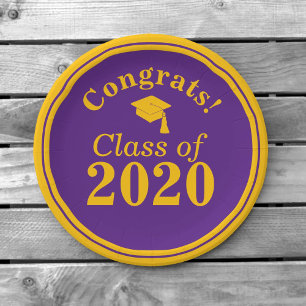 Congrats Class of 2023 Purple Gold Paper Plates