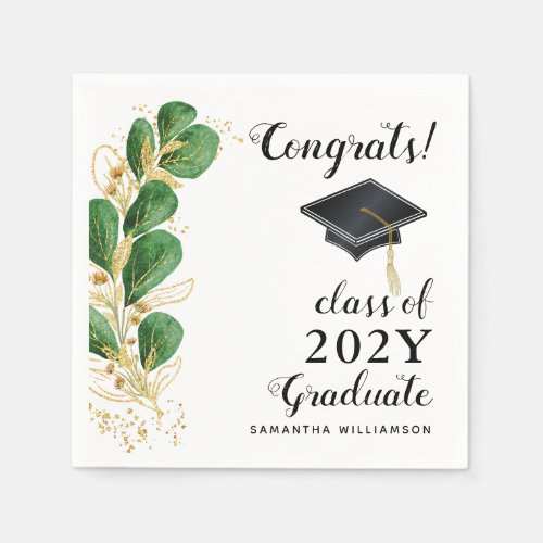 Congrats Class of 2024 Graduate Floral Graduation Napkins