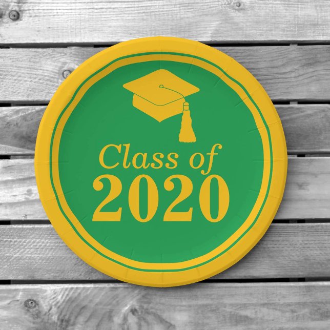 Congrats Class of 2024 Green Gold Paper Plates (Creator Uploaded)