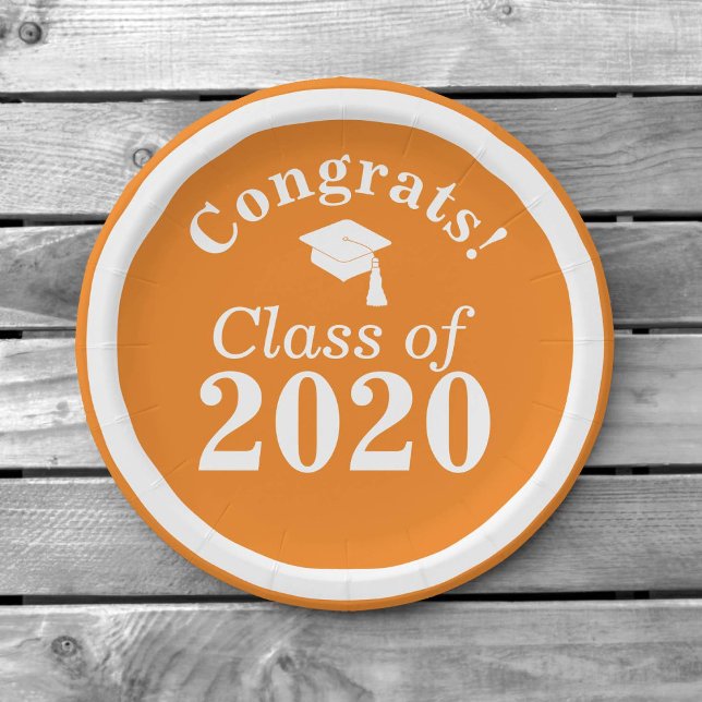 Congrats Class of 2024 Orange White Paper Plates (Creator Uploaded)