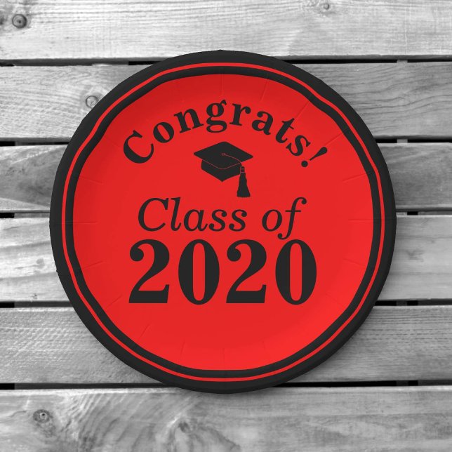Congrats Class of 2024 Red Black Paper Plates (Creator Uploaded)
