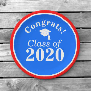 Congrats Class of 2024 Red White Blue Paper Plates
