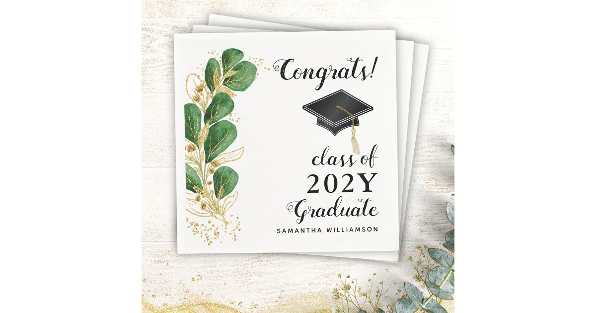 Congrats Class of 2025 Graduate Floral Graduation Napkins | Zazzle