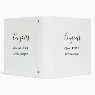 Congrats class of 20XX graduation name simple date 3 Ring Binder