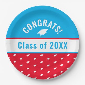 Congrats Class of 20XX Graduation Year Paper Plate
