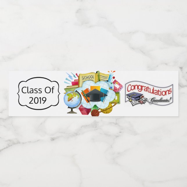 Congrats Class Of Personalize Year Water Bottle Label (Single Label)