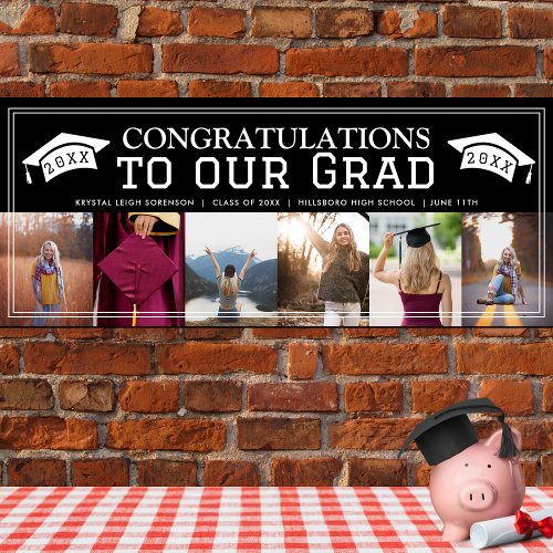 Congrats Classic Graduation Six Photo Party Banner