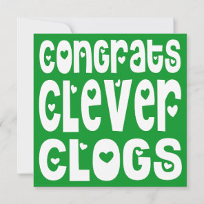 Congrats Clever Clogs Text Hearts Grad Exam Green
