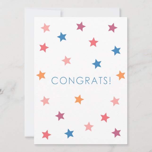 Congrats Colorful Stars Blank Card (Front)