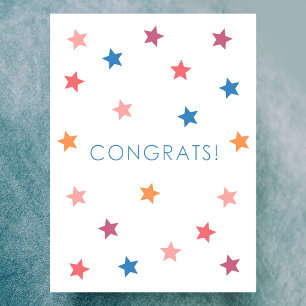 Congrats Colorful Stars Blank Card