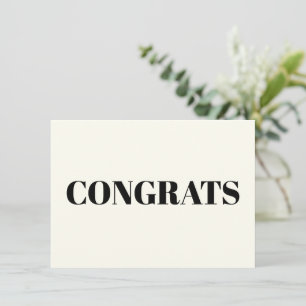 Congrats, Congratulations, black ivory modern Note Card