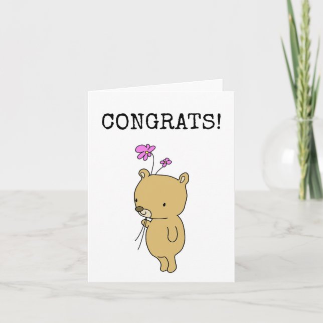 Congrats, Congratulations, Cute Bear Card (Front)