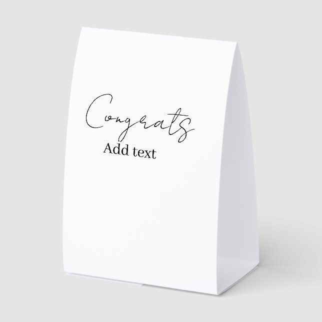 Congrats congratulations graduate name date  paper table tent  (Front)