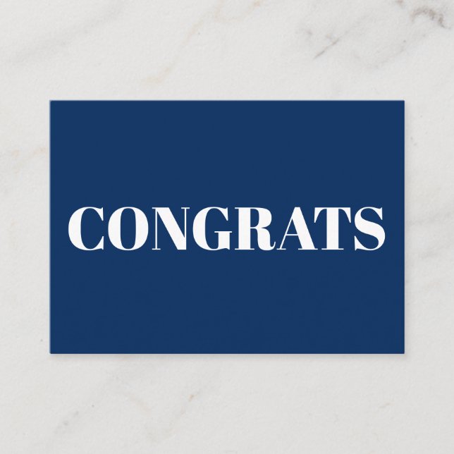 Congrats, Congratulations, navy blue white card (Front)