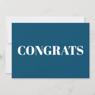 Congrats, Congratulations, teal white modern card