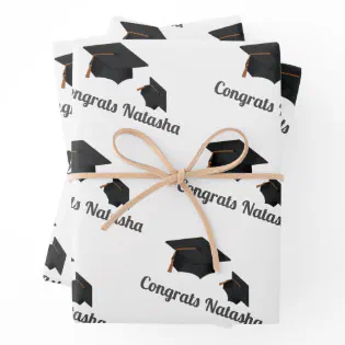 Congrats  custom name graduation celebration   wrapping paper sheets