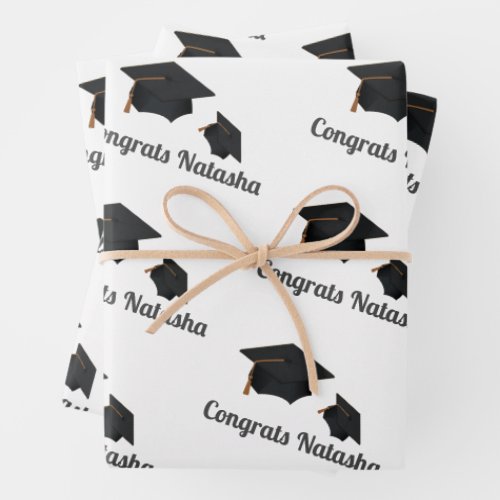 Congrats  custom name graduation celebration   wrapping paper sheets