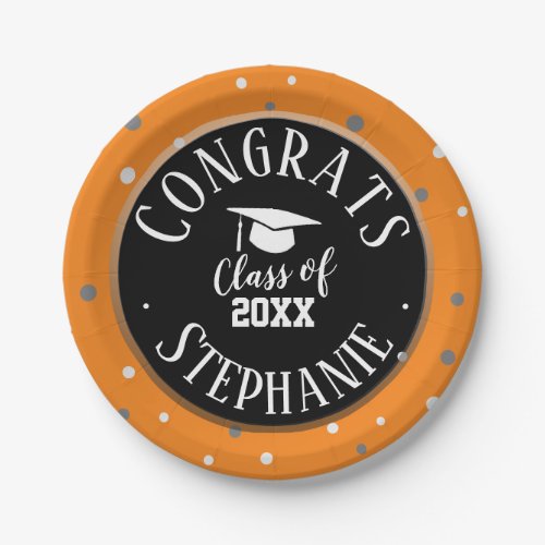 Congrats Custom Name Graduation Confetti Paper Plates