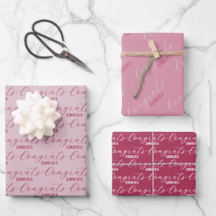 Congrats Custom Name Wrapping Paper Sheets
