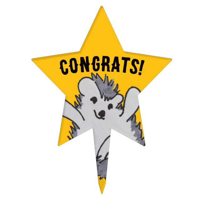 Congrats Cute Hedgehog Cake Topper (Front)