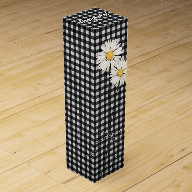 Congrats Daisy On Gingham Wine Box (Front)
