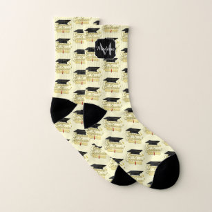 monogram sock caps Graduation Underwear & Socks | Zazzle