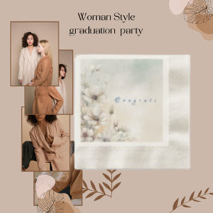  Congrats , Floral Flower Border  Paper Napkin