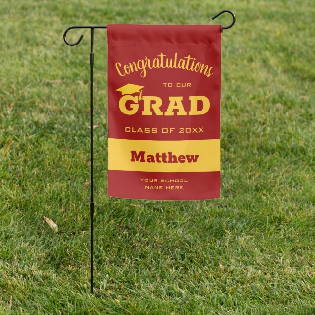 Congrats Gold and Cardinal Graduation  Garden Flag (In SItu)
