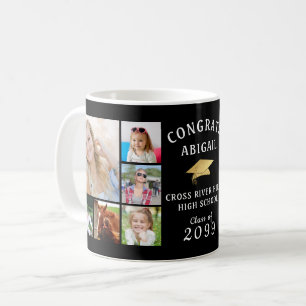 CONGRATS GRAD 12 Photo Collage Gold Cap Coffee Mug