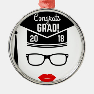 congrats grad 2018 girl metal ornament