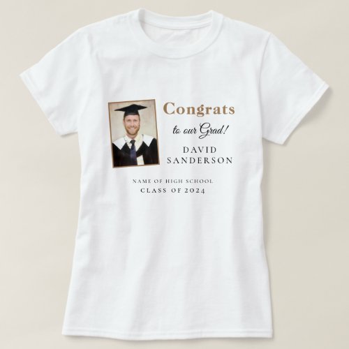 Congrats Grad 2024 Name Photo Graduation T_Shirt