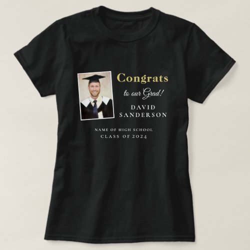 Congrats Grad 2024 Photo Name Graduation  T_Shirt