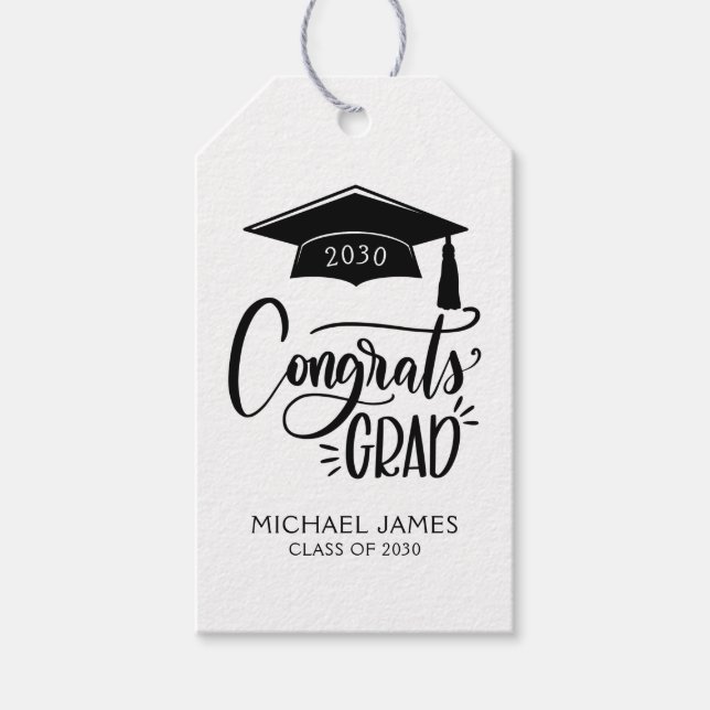Congrats Grad 2030 Graduation Gift Tag (Front)
