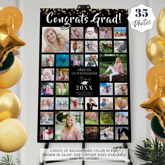 CONGRATS GRAD 35 Photo Collage Black Foam Board (Creator Uploaded)