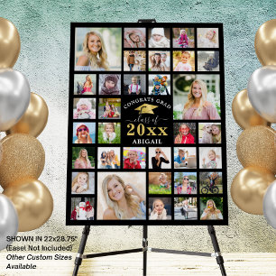 Congrats Grad 35 Photo Collage Black Gold Foam Board
